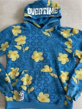 Overtime Blue & Yellow Floral Hoodie Sweater
